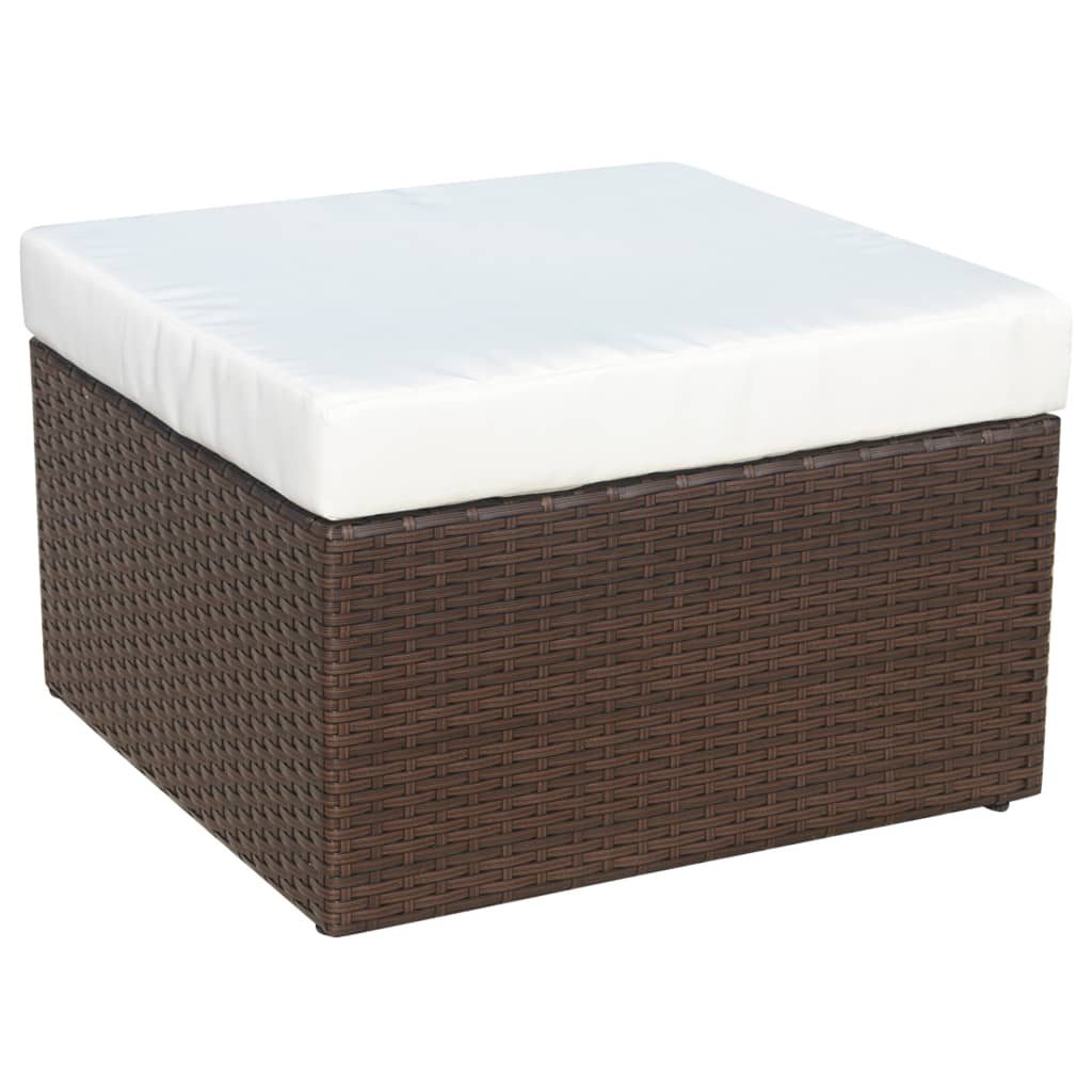 Gartensessel mit Fusshocker Poly Rattan Braun